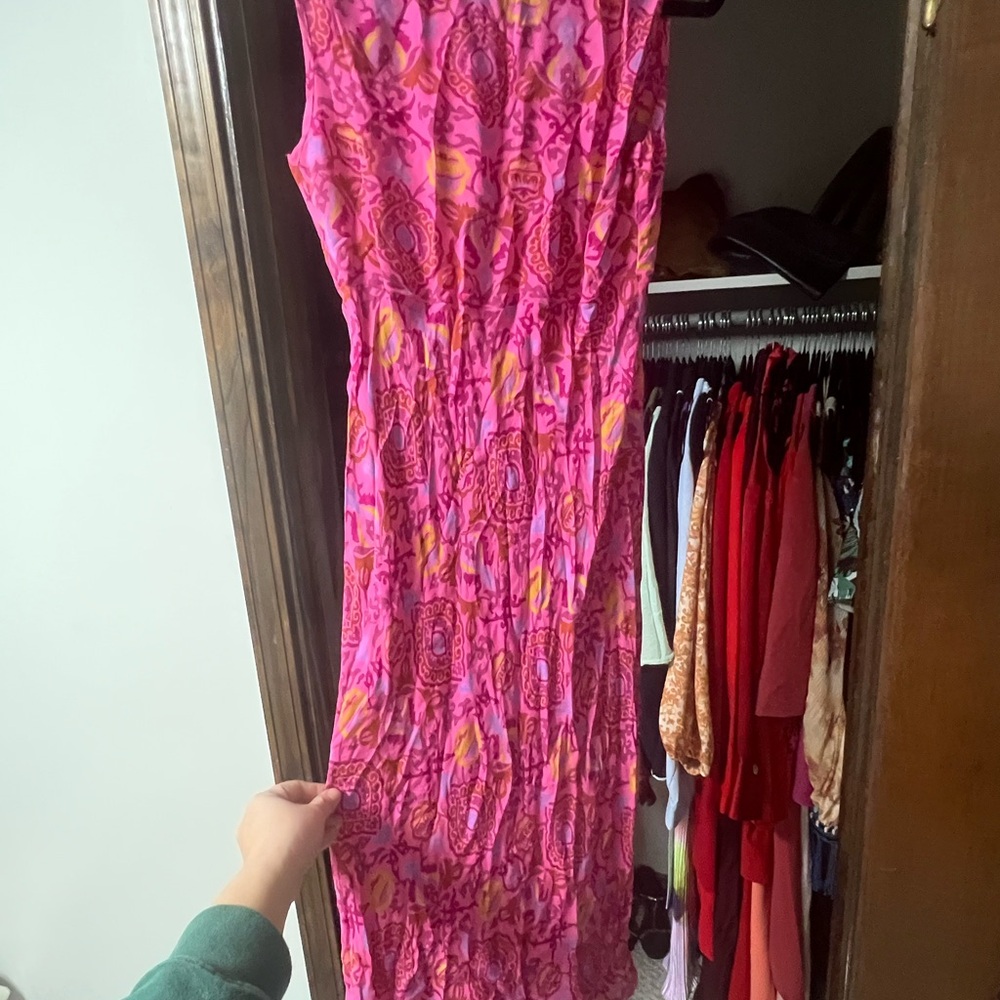 Diane Von Furstenberg Pink and Orange Midi Dress - Picture 4 of 4